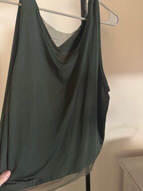 ZYIA Olive Green V-Neck Layered Tank Top